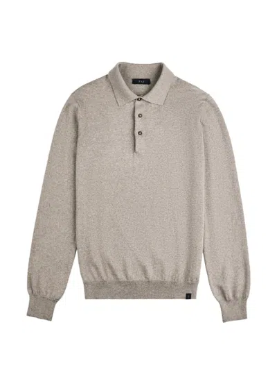 Fay Long-sleeve Polo Sweater In Neutrals
