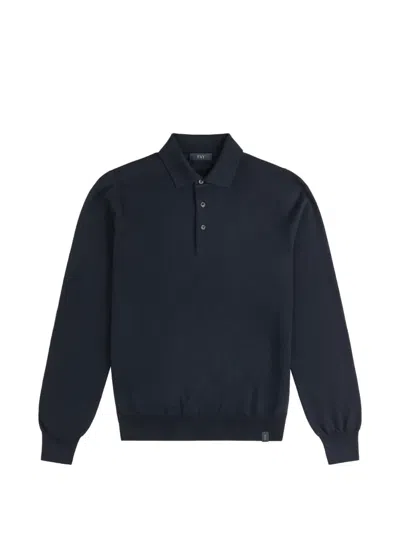 Fay Long-sleeve Polo-collar Sweater In Blue