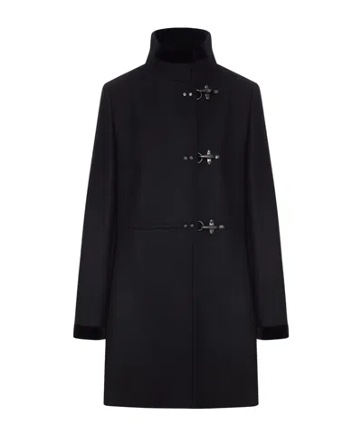 Fay Long-sleeved Coat In Black