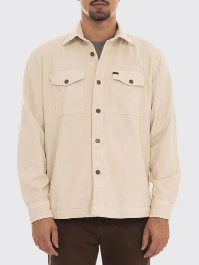 Fay Long-sleeved Corduroy Shirt With Patch Pockets In Neutral