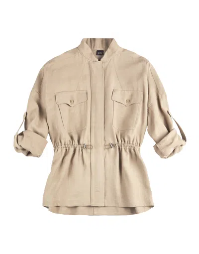 Fay Long-sleeved Sahariana Overshirt With Adjustable Waist In Neutral
