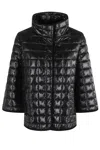 Fay Quilted Coat With Velvet Trim And Diamond Pattern In Black