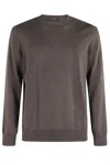 Fay Cocoa Wool Sweater With Round Neckline And Long Sleeves In Gray
