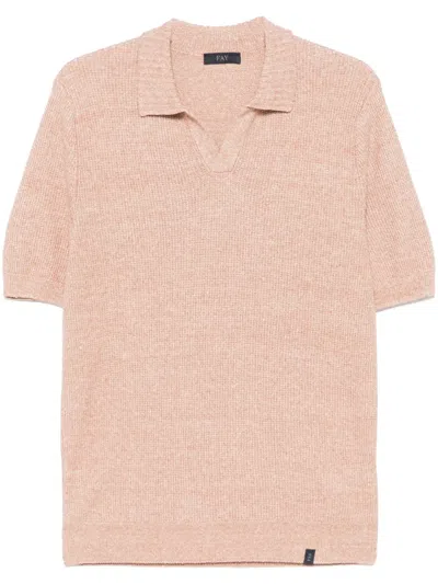 Fay Marl-knit Polo Shirt In Neutrals
