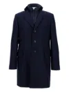 Fay Double Breasted Long Coat With Flap Pockets In Blue