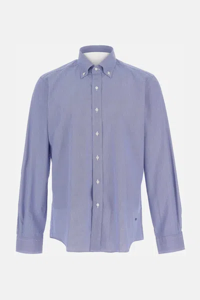 Fay Men Button Down Shirt In Blue
