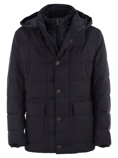 FAY FAY MEN CANVAS MÉLANGE CABAN JACKET WITH DOWN PADDING