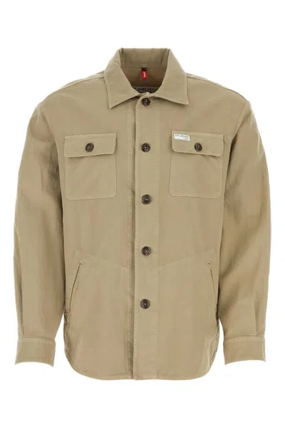 Fay Men Cappuccino Cotton Blend Shirt In Green