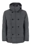 Fay Double-breasted Down Jacket With Hood In Gray