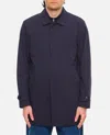 Fay Double Collar Long Coat With Zip And Button Closure In Blue
