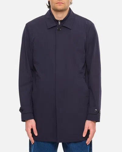 Fay Long Tailored Coat With Double Collar In Blue