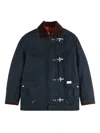 Fay 4-hook Jacket With Blue Corduroy Details And Lobster-claw Fastening In Blue