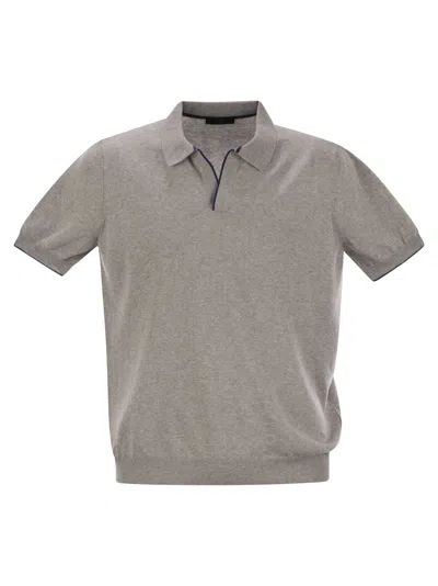 Fay Men Cotton Buttonless Polo Shirt In Grey
