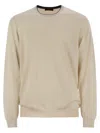 Fay Cotton Crew-neck Jumper In Cream