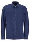 Fay Cotton French Collar Shirt In Blue