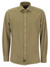 Fay Cotton French Collar Shirt In Brown