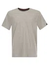 Fay Cotton T-shirt With Contrasting Color Collar In Gray