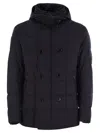 Fay Double-breasted Down Jacket With Hood In Blue