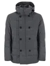 Fay Double-breasted Down Jacket With Hood In Gray