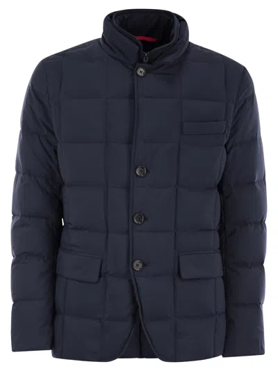 Fay Men Double-front Down Jacket In Blue