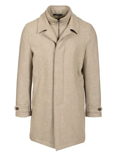 Fay Men "easy Morning" Coat In Carded Flannel In Neutral