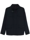 Fay Short Nylon Stretch Field Jacket In Blue