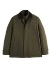 Fay Men Short Morning Raincoat In Cotton And Nylon Faille In Green