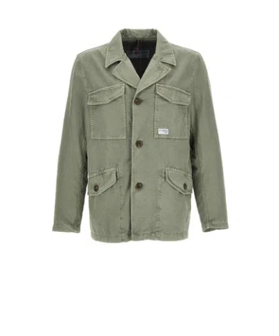 Fay Logo-patch Jacket In Green