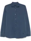 Fay Collared Shirt With Buttoned Cuffs And Cuffed Sleeves In Blue