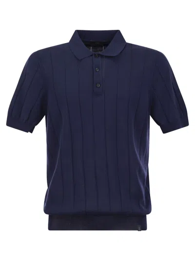 Fay Men Knitted Polo Shirt In Blue