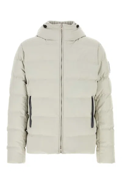 Fay Stretch Nylon Blend Hooded Quilted Down Jacket In Neutral