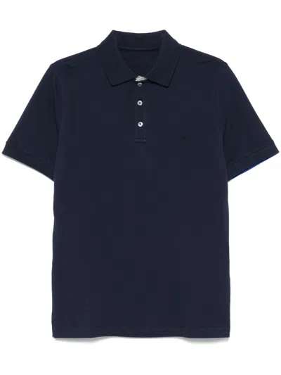 Fay Men Melange Polo In Blue