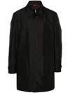 Fay Layered Long Sleeve Buttoned Waterproof Coat In Black