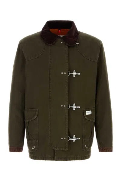 FAY FAY MEN OLIVE GREEN CANVAS JACKET