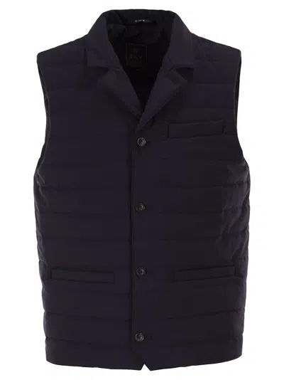 Fay Men Quilted Stretch Nylon Waistcoat In Blue