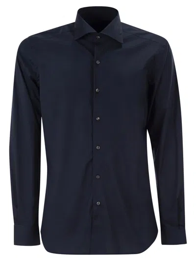 Fay Men Regular Fit Shirt In Stretch Poplin In Blue