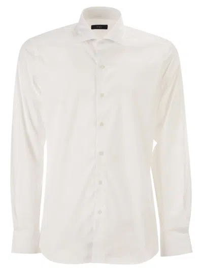 Fay Regular Fit Stretch Poplin Shirt With French Collar In White