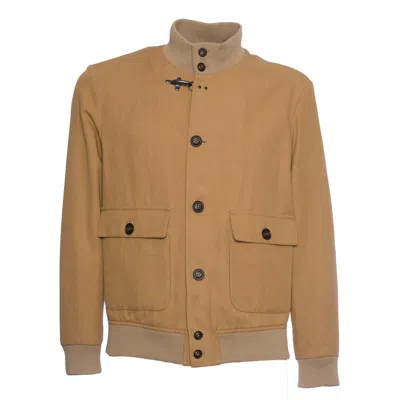Fay Men's Regular Fit Twill Bomber Jacket In Brown