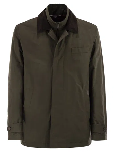 FAY FAY MEN SHORT MORNING RAINCOAT IN COTTON AND NYLON FAILLE