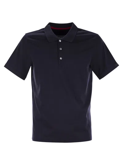 Fay Men Short-sleeved Cotton Polo Shirt In Blue