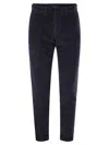 Fay Men Slim Corduroy Trousers In Blue