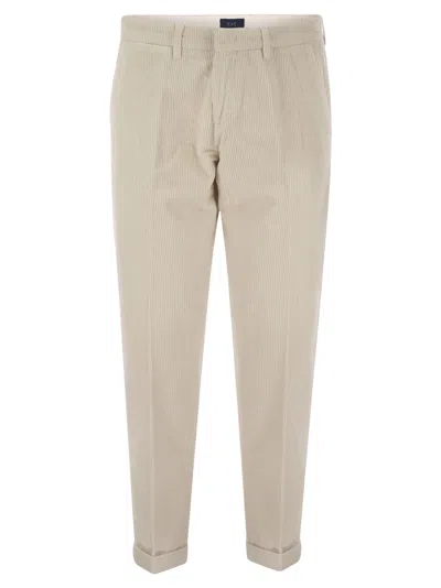 Fay Men Slim Corduroy Trousers In Cream