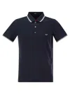 Fay Stretch Piquet Ribbed Polo Shirt In Blue