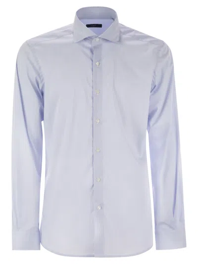 Fay Stretch Poplin Shirt With French Collar In White