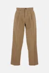 Fay Pleated Cotton Trousers In Brown