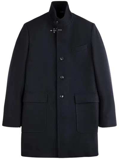 Fay Men's Wool & Leather Trim Coat In Navy