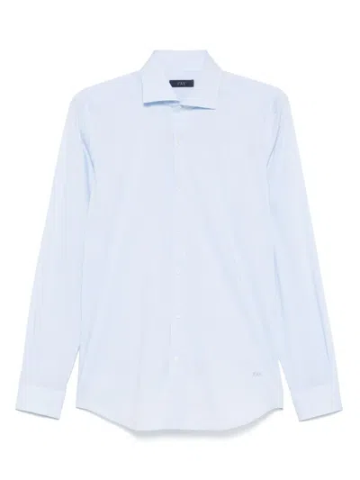 Fay Micro-pattern Shirt In Blau