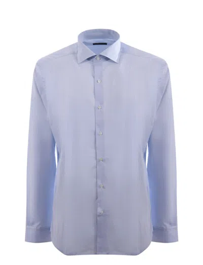 Fay Micro Striped Shirt In Blue