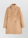 Fay Structured High-collar Jacket With Metal Toggle Closures In Brown