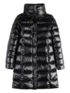 Fay Mid-length Quilted Down Jacket With High Collar In Black